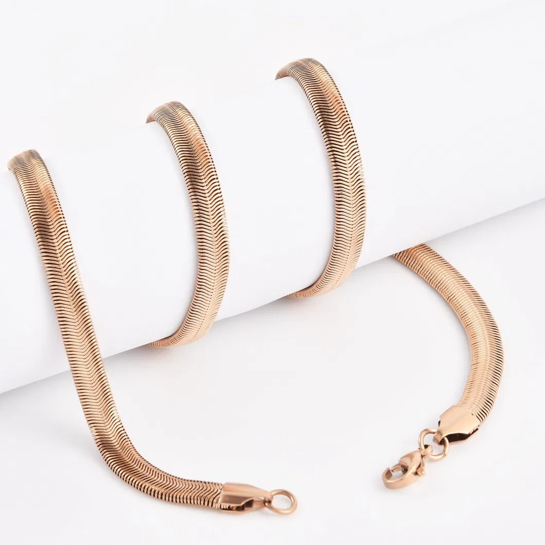Factory 18K Gold Plated Necklace Anklet Bracelet Making Flat Snake Chain Fashion Collection Stainless Steel Jewelry