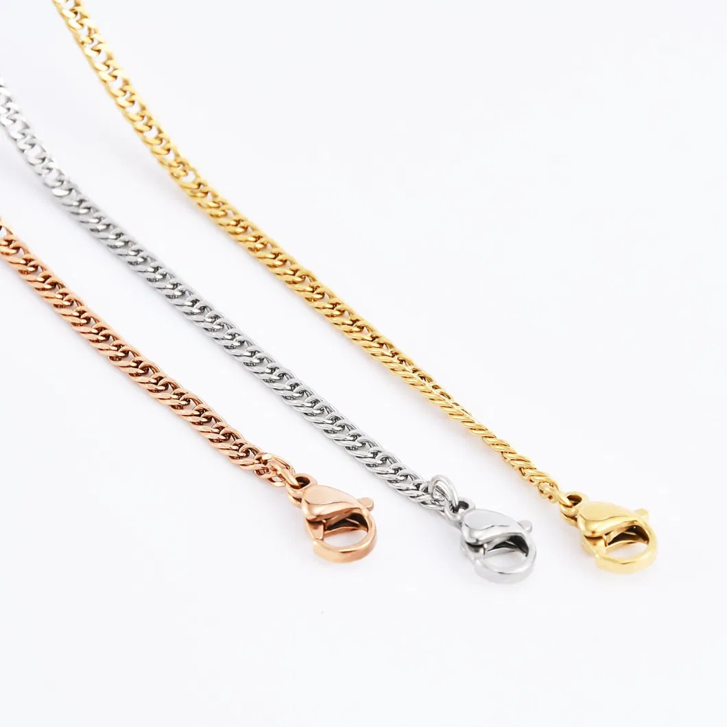 Imitation 18K Plated Gold Stainless Steel Necklace Anklet Bracelet Making Chain Fashion Double Curb Polish Chain Jewelry for Ladies Fashion Jewelry Wholesale